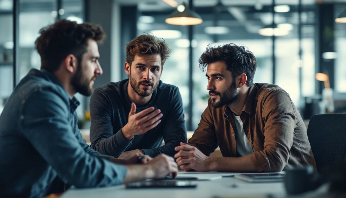 A team of software developers collaborating on AI and data projects.