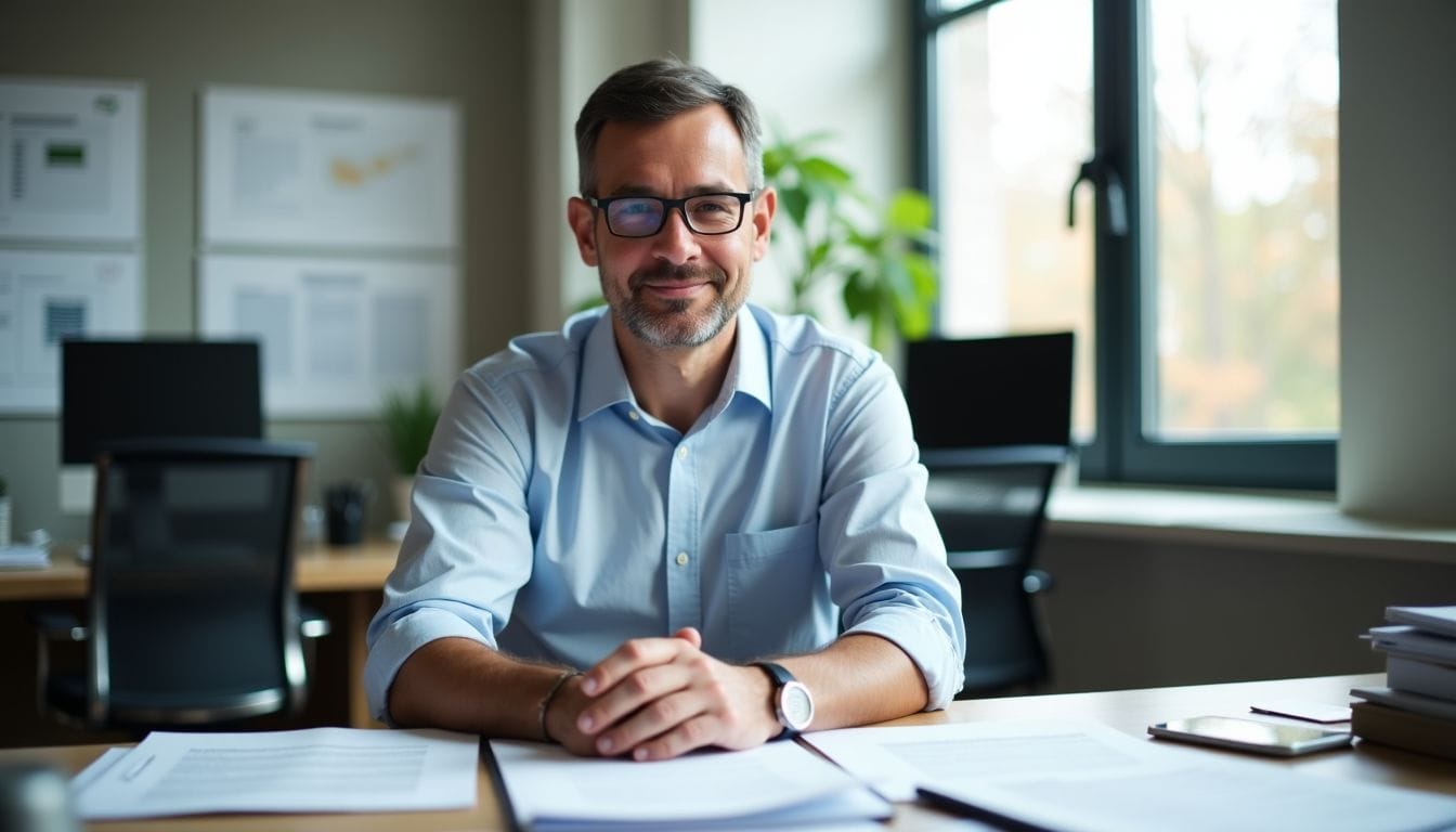 An engineer in their 40s working on renewable energy tax credit changes.