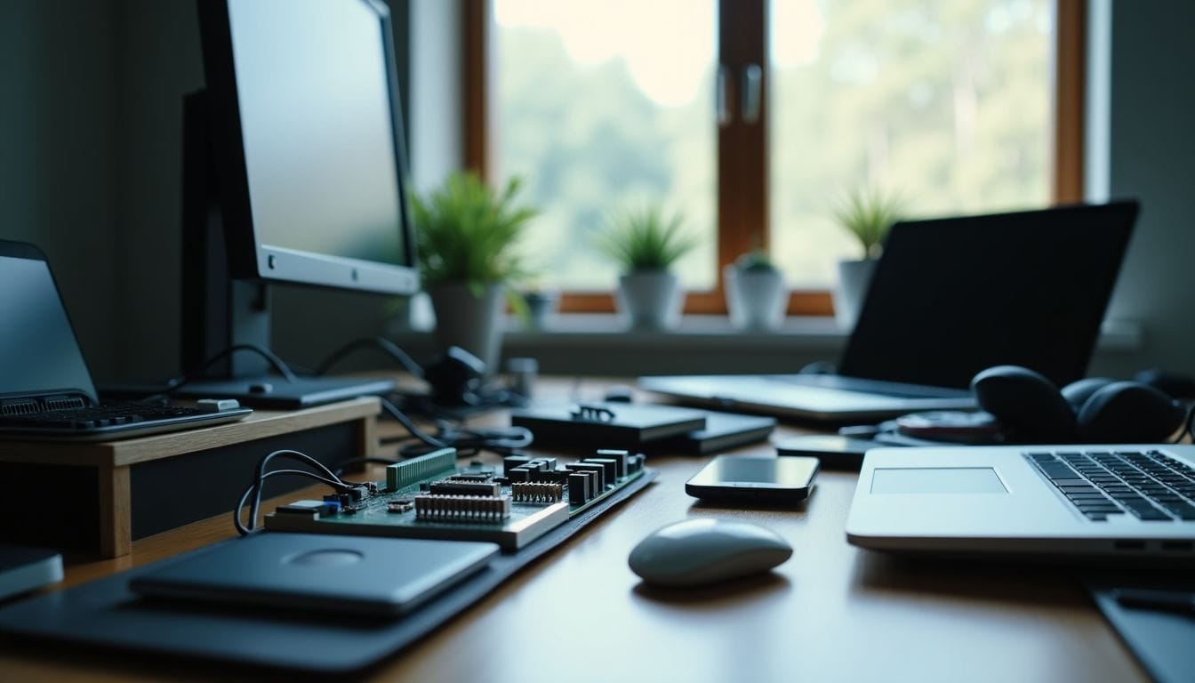 The cluttered office desk highlights the challenges of software companies and the importance of research and development tax credits.