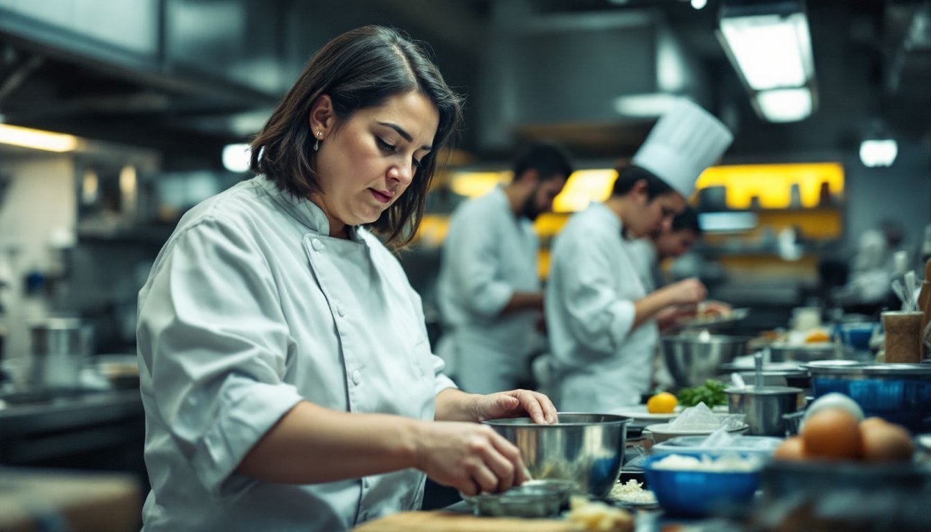 Chefs in a food research lab experimenting with new recipes.